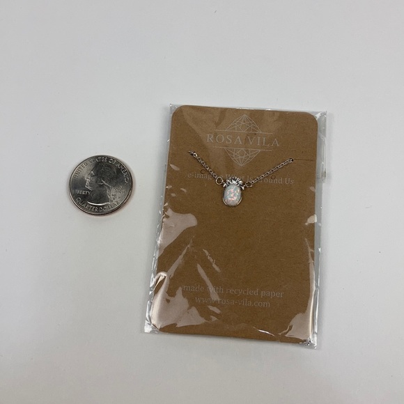 🆕 Pineapple Created Opal Dainty Necklace Silver Tone NWT - Picture 12 of 14